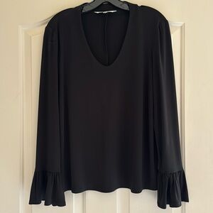 Trina Turk black bell sleave blouse
